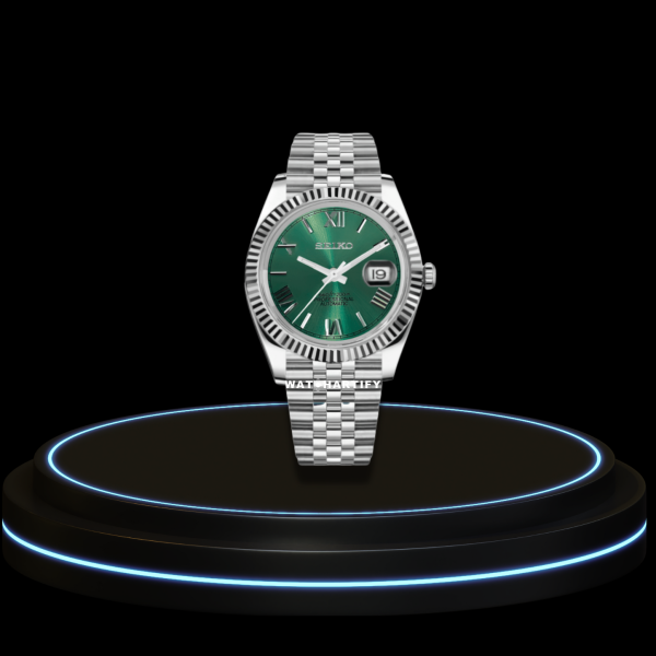 14 15255400 ee53 4d0b a0ea f8907fae7bff SEIKO Mod Datejust Collection Deep Green Dial NH35 Automatic Movement Silver Stainless Steel Strap