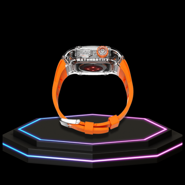 14 170a4958 121e 4da7 b36f 159a6fb42c68 1 Apple Watch Case 45MM - ICE Series Transparent | Fluorescent Orange Rubber