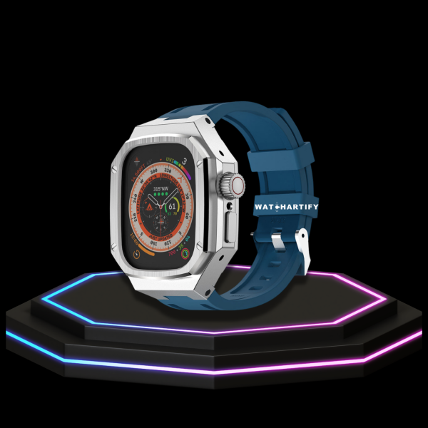 14 2c78d8ac 7d0b 4741 bfb1 9a9f7d045ead Apple Watch Ultra Case 49MM - Royal Pro Series Silver| Deep Sea Blue Rubber