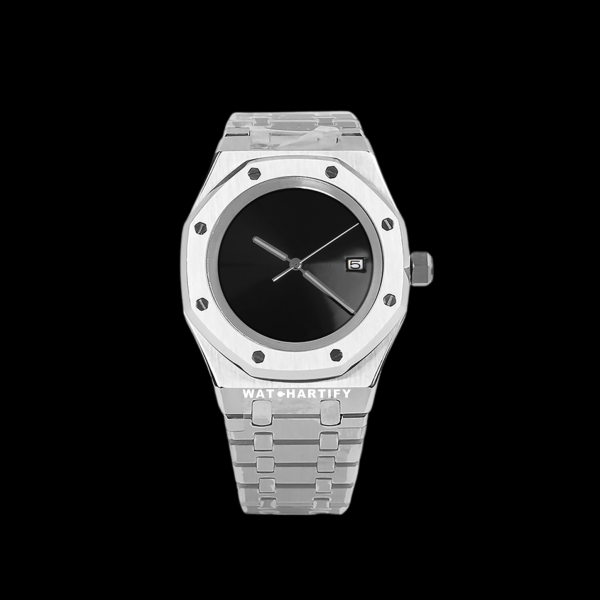 14 76aa20f9 ad52 439b 9c5b 06654424c859 Watchartify Series Royal OAK Solid Midnight Black Single Calendar Face 41MM NH35 Movement Stainless Steel Strap