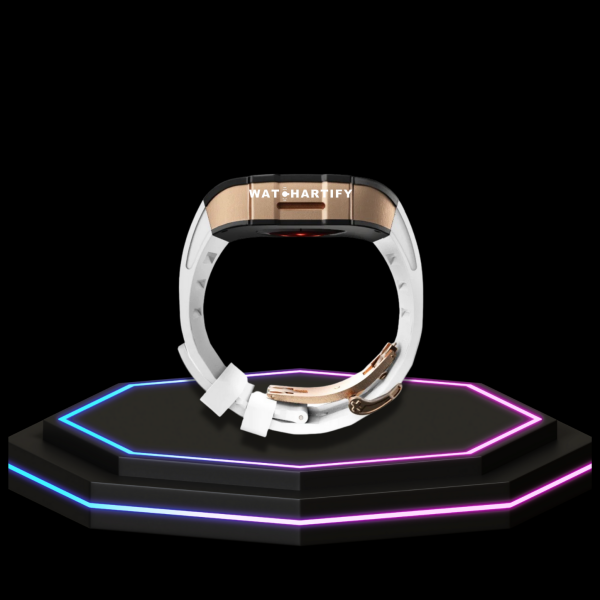 Apple Watch Case 45MM - TITAN Series Midnight Black Royal Rose Gold Titanium | Snow White Rubber