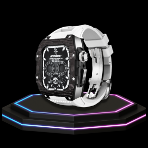 151 8baeb67a f10f 450b ac37 be9e8c217189 Apple Watch Case 45MM - OYAMA Series Silver Titan | Snow White Rubber