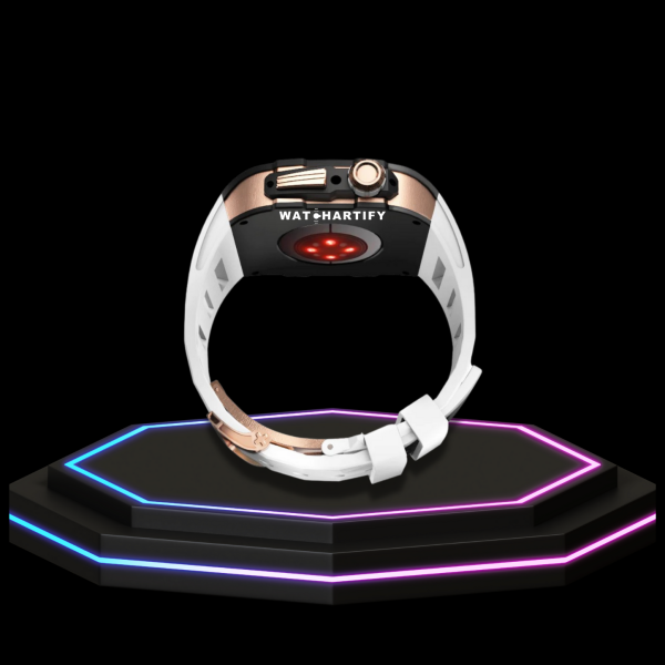 Apple Watch Case 45MM - TITAN Series Midnight Black Royal Rose Gold Titanium | Snow White Rubber