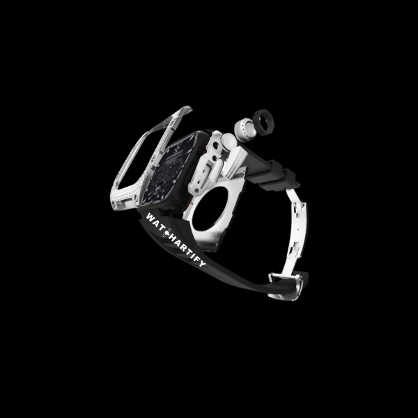Apple Watch Case 45MM - Crystal TITAN Series Silver | Midnight Rubber