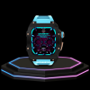 Apple Watch Case 44MM - TITAN Series Midnight Black Royal Rose Gold Titanium | Tiffany Blue Rubber
