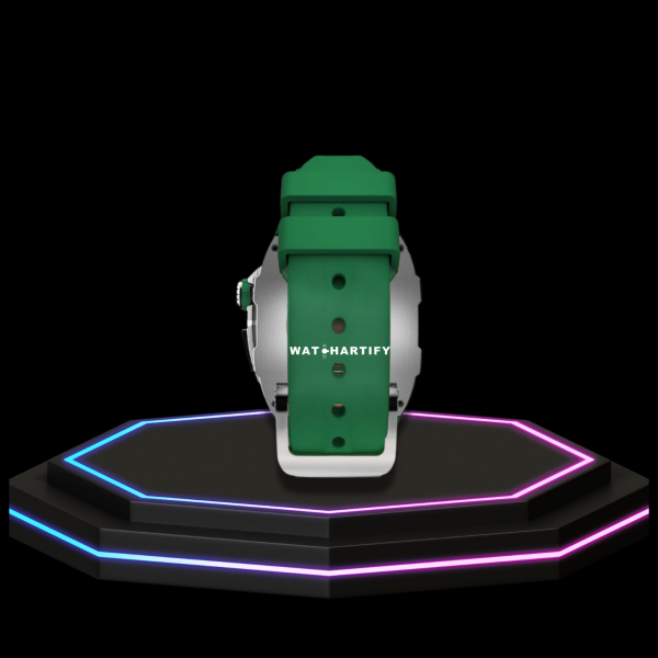 Apple Watch Case 44MM - Crystal TITAN Series Silver | Grass Green Rubber