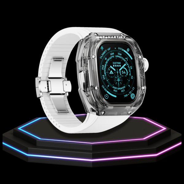15 3023d0e8 7065 403e a9a0 cd35bf3ed6d1 Apple Watch Ultra Case 49MM - CRYSTAL Pro Silver Series Eclipse | Snow White Rubber