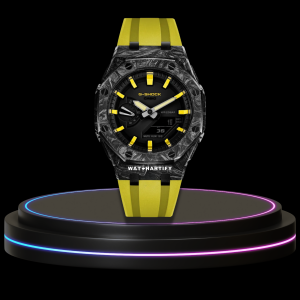 15 3e38e6db 9434 4549 be52 eb1befc5cc54 G-SHOCK Casio GA2100 | CARBON FIBER Series Carbon Fiber Mod Midnight Black Dial | Yellow Rubber