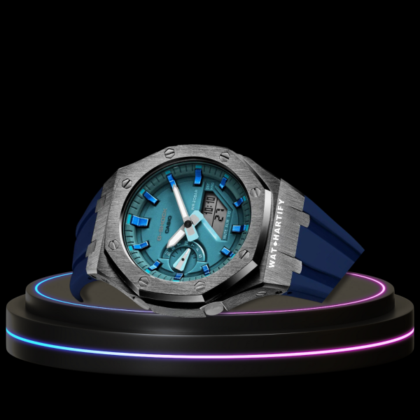 G-SHOCK Casio GA2100 | Titanium Mini Series Metallic Tiffany Blue Dial Titanium Marker | Deep Blue Rubber