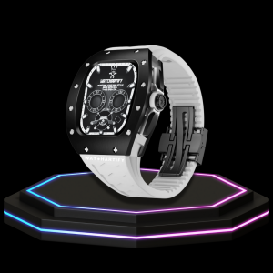 16 Apple Watch Case 44MM - CONCEPT ONYX Series Black Panther | Snow White Rubber