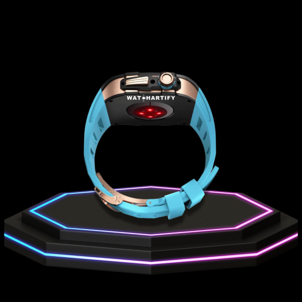 Apple Watch Case 45MM - TITAN Series Midnight Black Royal Rose Gold Titanium | Tiffany Blue Rubber