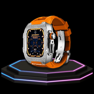 163 Apple Watch Case 44MM - Crystal TITAN Series Silver | Sunset Rubber