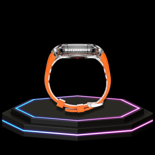 16 44d4139b 037f 4da7 b695 f65dba843a3d Apple Watch Case 44MM - ICE Series Transparent | Fluorescent Orange Rubber