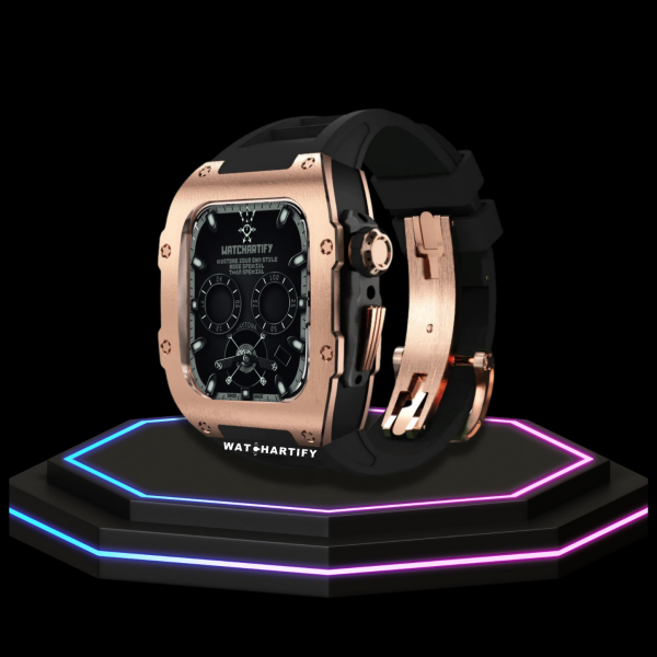 16 664f2062 e376 4c19 a132 3cfad0eed74b 1 Apple Watch Case 45MM - TITAN Series Rose Gold Dark Titanium | Midnight Black Rubber