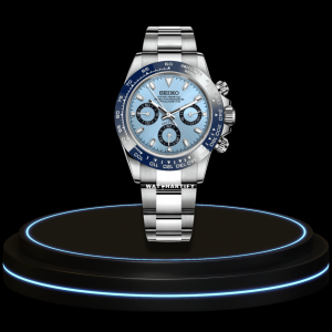 16 88f17299 6a18 4b10 a5f6 3a67cd7d4ffc SEIKO Mod Daytona Collection Sea Blue Dial Deep Blue Bezel VK64 Caliber Hybrid Movement Silver Stainless Steel Strap