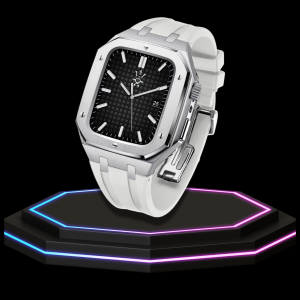 17 Apple Watch Case 44MM - GONDOLO Series Silver | Snow White Rubber