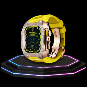 170 Apple Watch Case 44MM - Crystal TITAN Series Golden | Lemon Yellow Rubber