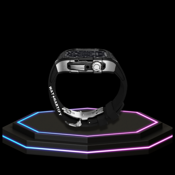Apple Watch Case 44MM - OYAMA Series Silver Titan  | Midnight Rubber