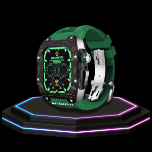 172 93716d56 e9f7 4f27 9f3b 491964a35dcf Apple Watch Case 44MM - OYAMA Series Silver Titan | Lime Green Rubber