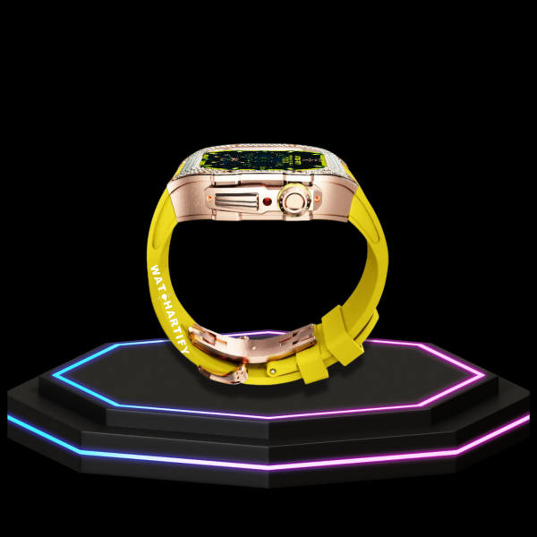 175 d7379498 dce9 4e8f a0b3 b649955992a8 Apple Watch Case 45MM - Crystal TITAN Series Golden | Lemon Yellow Rubber