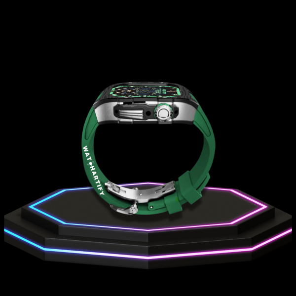 Apple Watch Case 45MM - OYAMA Series Silver Titan  | Lime Green Rubber