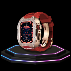 177 cd95a2f9 9899 4c08 b30d 3eb4df5a9767 Apple Watch Case 45MM - Crystal TITAN Series Golden | Scarlet Red Rubber
