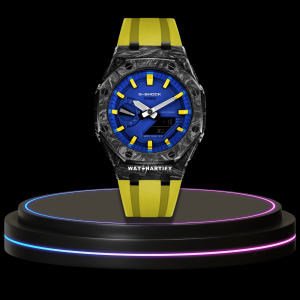 17 443ebbc3 e780 4df1 aaf8 b49f534c8b45 G-SHOCK Casio GA2100 | CARBON FIBER Series Carbon Fiber Mod Blue Dial | Yellow Rubber