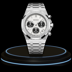 17 590070ed 5a7b 4e40 91b4 fbf37b89dd25 SEIKO Mod Royal Oak Collection Snow White Chrono Dial NH35 Movement Silver Stainless Steel Strap