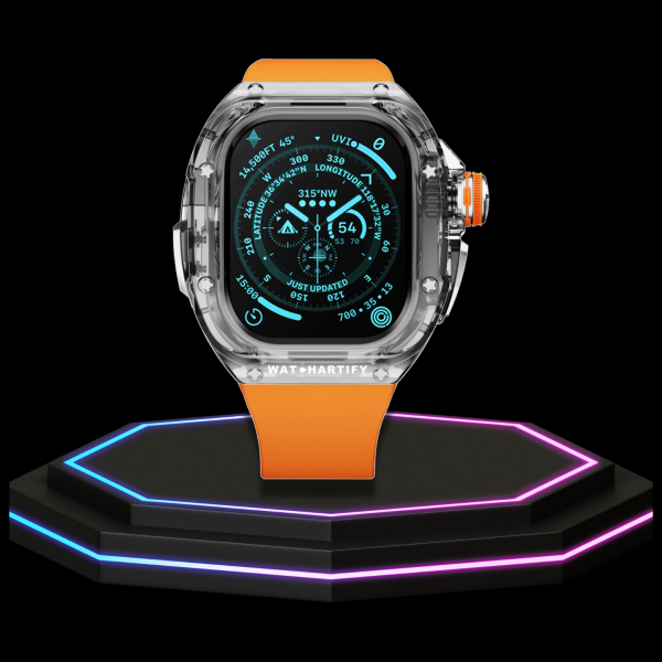 17 97fec816 136f 4cfd 97a9 fc5fa8dcbe40 Apple Watch Ultra Case 49MM - CRYSTAL Pro Silver Series Eclipse | Sunset Orange Rubber