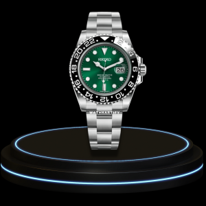 17 a33a4b47 d267 477b b352 726400ed7f31 SEIKO Mod GMT Collection Green Dial Dark Bezel NH35 Movement Silver Stainless Steel Strap