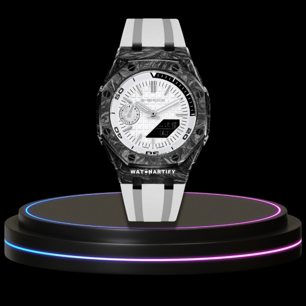 G-SHOCK Casio GA2100 | OFFSHORE Series Carbon Fiber Mod Snow White Dark Dial | Snow White Rubber
