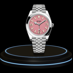 18 228a15e0 d486 484e b2d5 3b2a7bc56c65 SEIKO Mod Oyster Collection Pink Dial NH35 Movement Silver Stainless Steel Strap