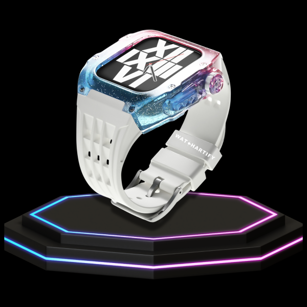 Apple Watch Case 45MM - Rainbow Series Pink Blue | Snow White Rubber