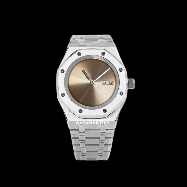 Watchartify Series Royal OAK Solid Rose Gold Day and Date Calander Face 41MM NH36 Movement Stainless Steel Strap
