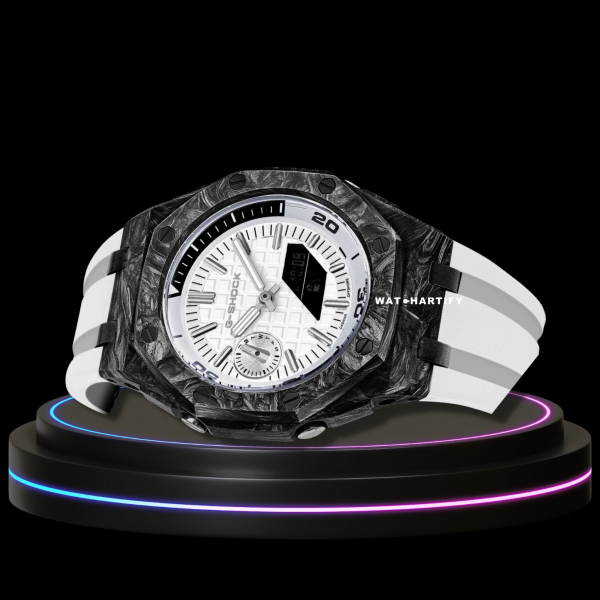 G-SHOCK Casio GA2100 | OFFSHORE Series Carbon Fiber Mod Snow White Dark Dial | Snow White Rubber