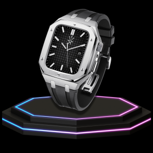 18 e55d6b19 f567 475a a1b5 9c9b4199d4bd Apple Watch Case 45MM - GONDOLO Series Silver | Midnight Rubber