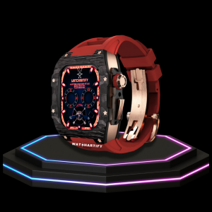 193 Apple Watch Case 44MM - OYAMA Series Royal Titan | Scarlet Red Rubber