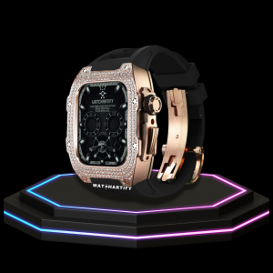 198 Apple Watch Case 44MM - Crystal TITAN Series Golden | Midnight Rubber
