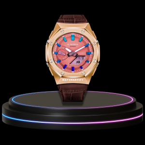 19 298deaaf 20d0 4094 abb1 9481b543d953 G-SHOCK Casio GA2100 | SPORT Series Rose Gold Mod Coral Pink Dial | Brown Leather