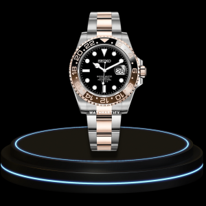 19 36004aee 76e4 4f86 ac07 78d168fcb961 SEIKO Mod GMT Collection Midnight Black Dial Grown Gold Bezel NH35 Movement Silver Gold Stainless Steel Strap