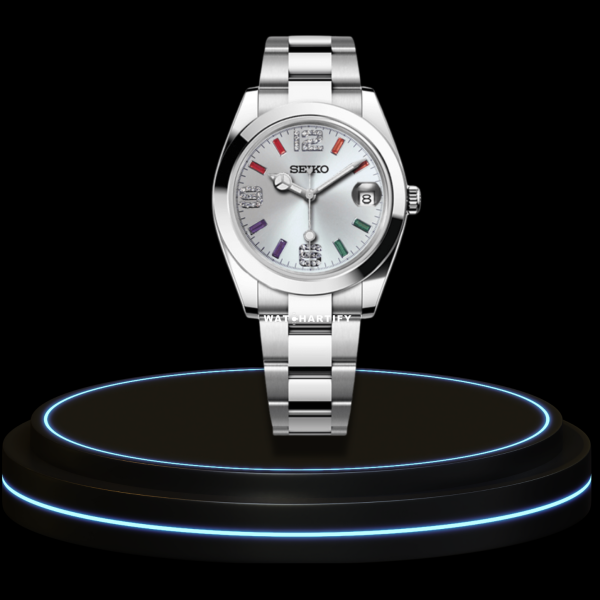 19 6c8f7702 a5c5 410c 8451 9d40e6a7bacb SEIKO Mod Oyster Collection Rainbow Dial NH35 Movement Silver Stainless Steel Strap