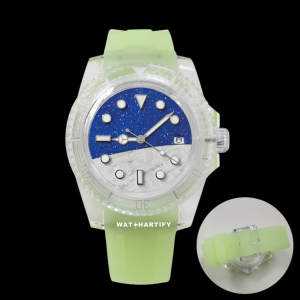 19 e4804757 3bd1 4228 b391 b3e9a896e045 Watchartify Series Space Face 40MM NH35 Automatic Movement Transparent Light Green Rubber