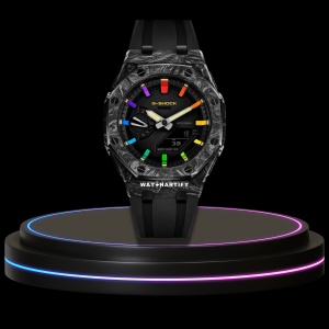 1 1ccf3690 98e9 4147 ac7b 4aa62c65a05c G-SHOCK Casio GA2100 | CARBON FIBER Series Carbon Fiber Rainbow Mod Midnight Black Dial | Black Rubber