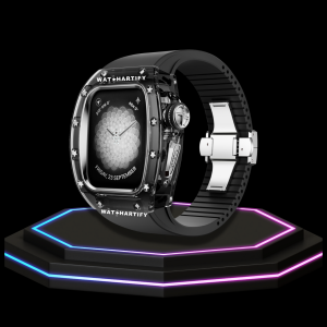 1 5d9df844 5eec 4b90 bb7f a674f1bb5c1a Apple Watch Case 44MM - CRYSTAL Silver Series Eclipse | Midnight Rubber