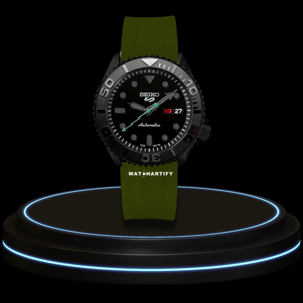 1 6455c185 9146 446c b14c d20f9779b5e0 SEIKO Mod SKX Collection Midnight Black Dial NH70 Movement Deep Green Rubber