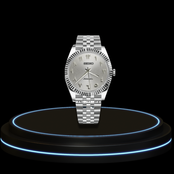 1 b0ef86ef 93d9 4573 ac16 f54f358870c6 SEIKO Mod Datejust Collection Grey Dial NH35 Automatic Movement Silver Stainless Steel Strap