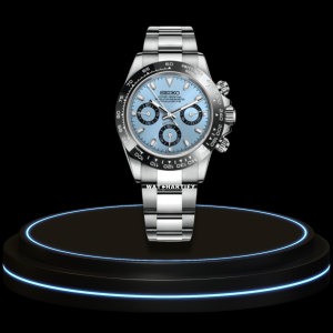 1 dd4f2292 0818 45c8 a815 9b1882968144 SEIKO Mod Daytona Collection Sea Blue Dial VK64 Caliber Hybrid Movement Silver Black Stainless Steel Strap