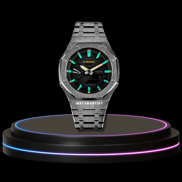 20 2b20db59 d112 4aaa affd a2485e9ebf26 G-SHOCK Casio GA2100 | Titanium Series Midnight Black Yellow Dial Titanium Marker | Stainless Steel Strap