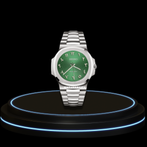 20 e26d1183 b9c5 4617 a2fd c34e4429102e SEIKO Nautilus Mod Collection Green Number Dial NH35 Movement Silver Stainless Steel Strap