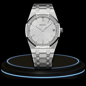 20 e8c7af20 1497 4db1 8606 e0213986c447 SEIKO Mod Royal Oak Collection Snow White Dial Diamond Bezel NH35 Movement Silver Stainless Steel Strap